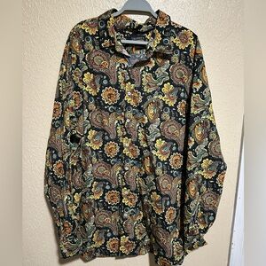 Cremieux Button Down Long Sleeve‎ Shirt Size 4XT All Over Print Floral